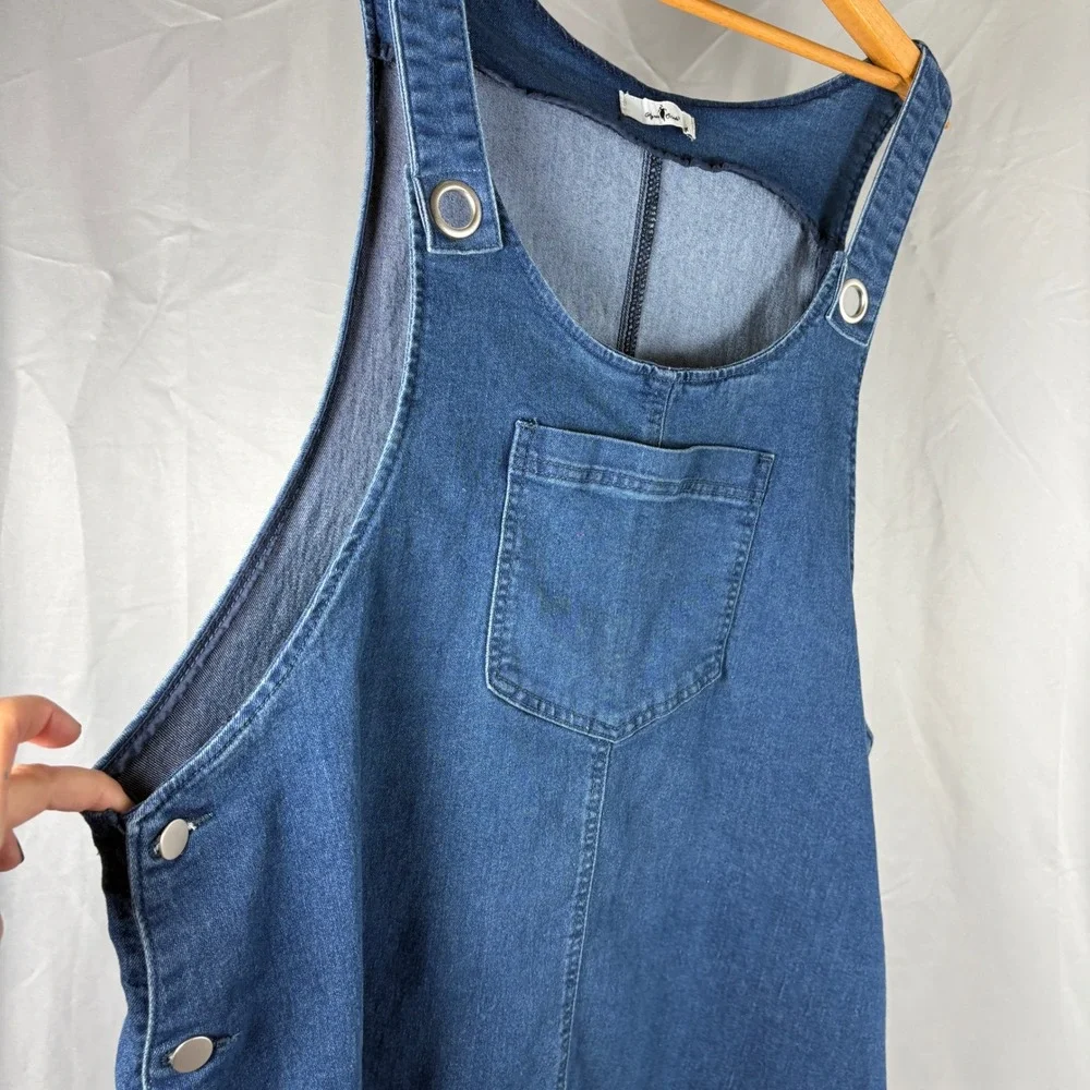 Agnes Orinda Denim Overall‎ Pinafore Bib Jumper Dress Plus Size 3X Blue Pocket